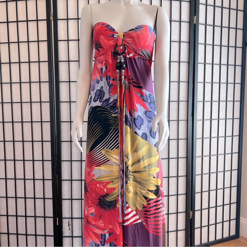 5th Culture Strapless Floral Jeweled Maxi Dress